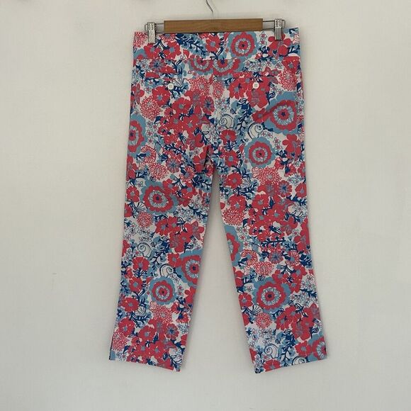Lilly Pulitzer Bailey Floral Palm Beach Fit Crop Capri Pants Size 4 Shell Yeah - Picture 4 of 10